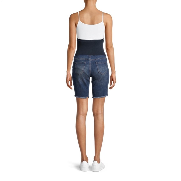 Maternity Denim Bermuda Shorts with Full Panel - Picture 5 of 6